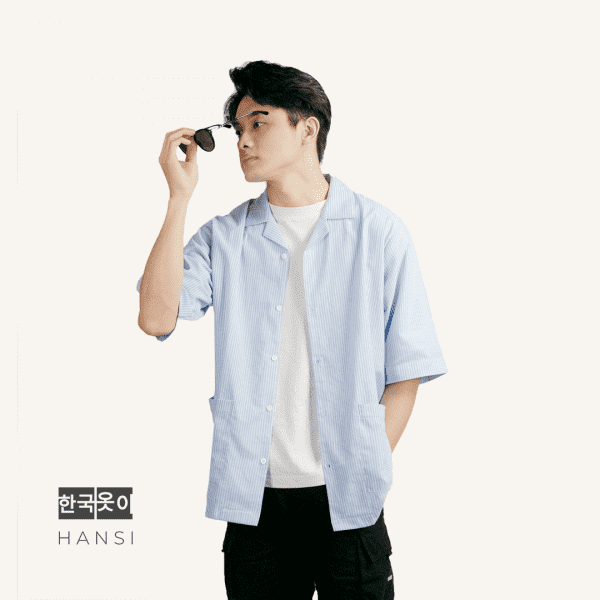 Han Stripe Shirt - Soft Blue