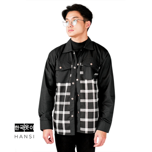 Gaeul Plaid Jacket - Black White