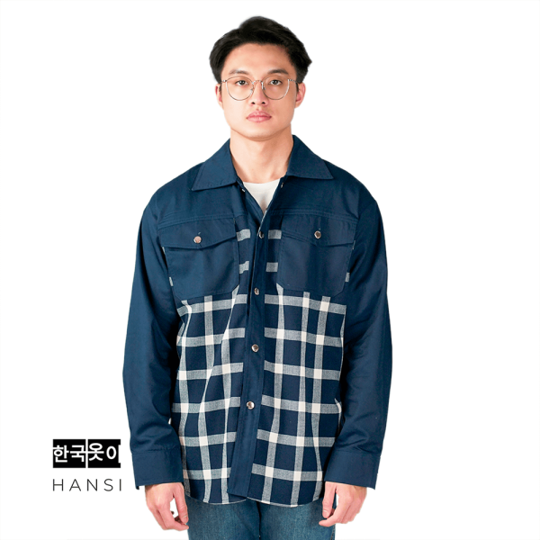 Gaeul Plaid Jacket - Navy White