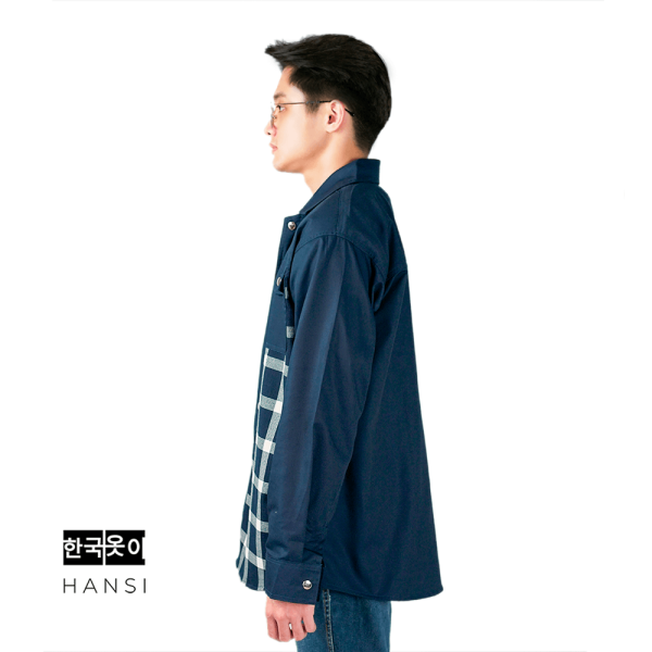 Gaeul Plaid Jacket - Navy White - Image 2