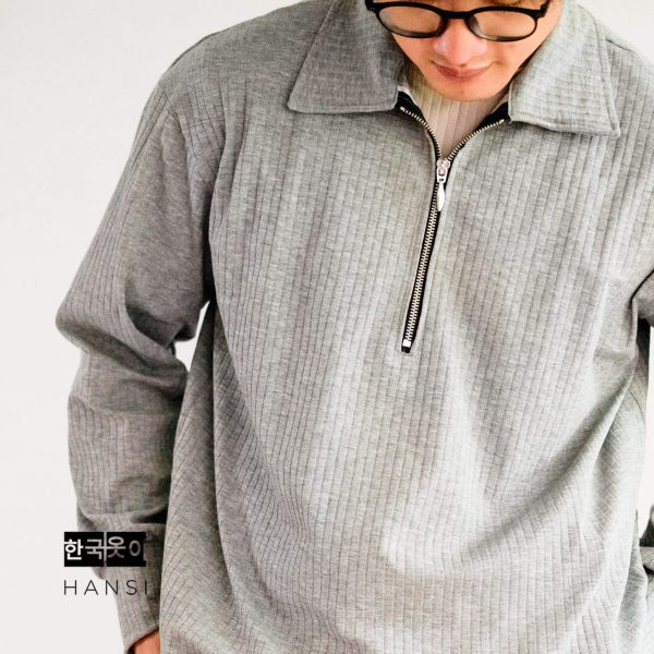 Yoo Halfzip Sweater - Misty Grey - Image 4