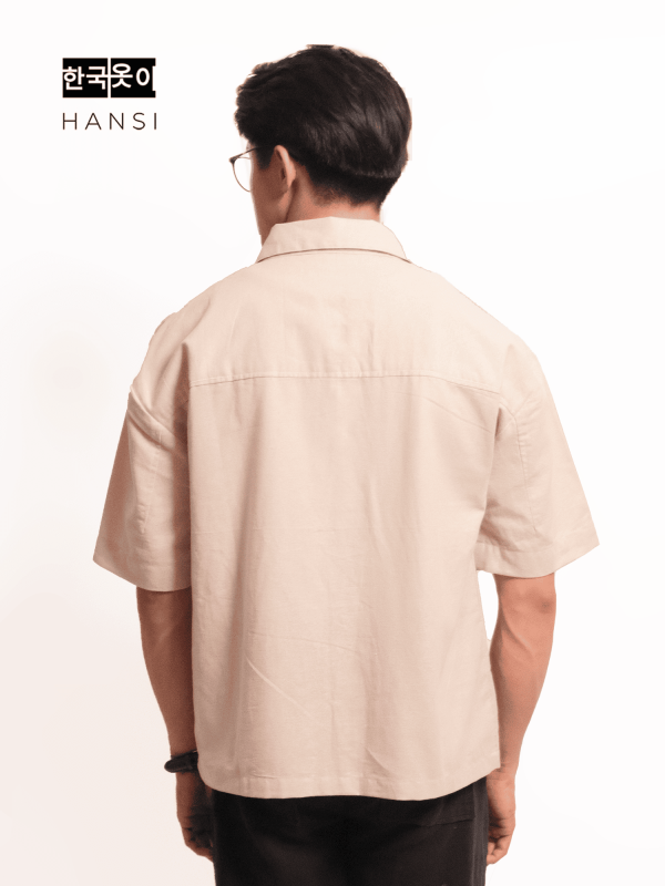 Dawon Boxy Linen Shirt - Beige - Image 4