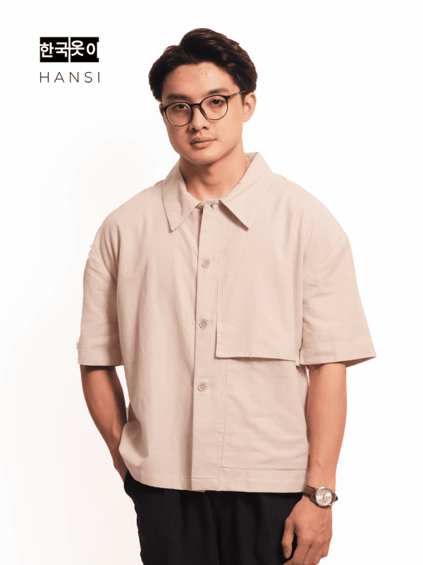 Dawon Boxy Linen Shirt - Beige - Image 2