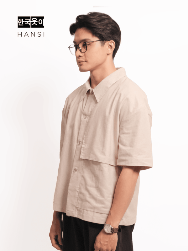 Dawon Boxy Linen Shirt - Beige - Image 3