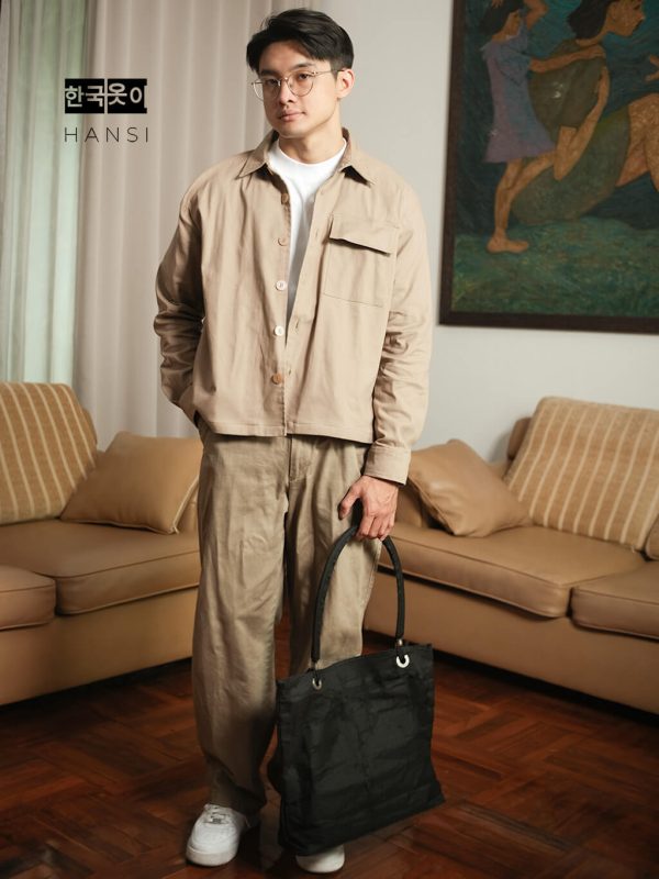 Seojin Twill Overshirt - Brown - Image 5